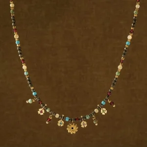 Handmade Real-Stone Bead Short Necklace