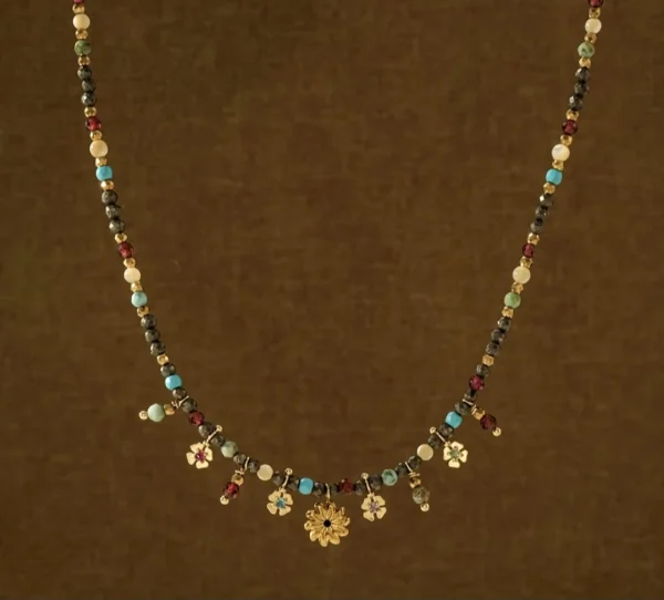 Handmade Real-Stone Bead Short Necklace