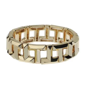 Indented Gold-Colour Link Bangle