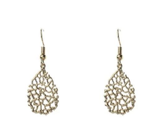 Intricate Gold-Colour Drop Earrings