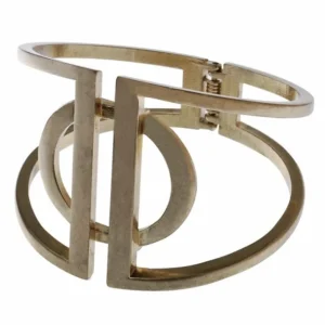 Matt Gold-Colour Geometric Hinged Bangle
